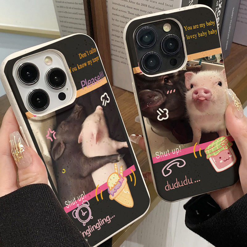 เข้ากันได้ iPhone 11 13 For เคสไอโฟน14 15 12 Pro Max X XS XR 6 7 8 14 15 Plus 12 13 MINI น่ารักตลกหมูน้อย รุ่น เคสโทรศั