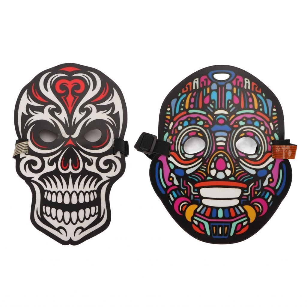 LED Light Up Face Cover  Lightweight Odorless Halloween EL Wire Colorful 2pcs Voice Control for Cosplay
