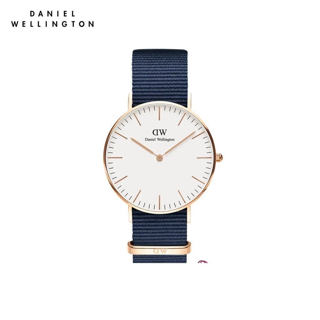 (ทักแชทรับโค้ด) Daniel Wellington นาฬิกาข้อมือ Classic Bayswater RG White 36มม สีน้ำเงินเข้ม