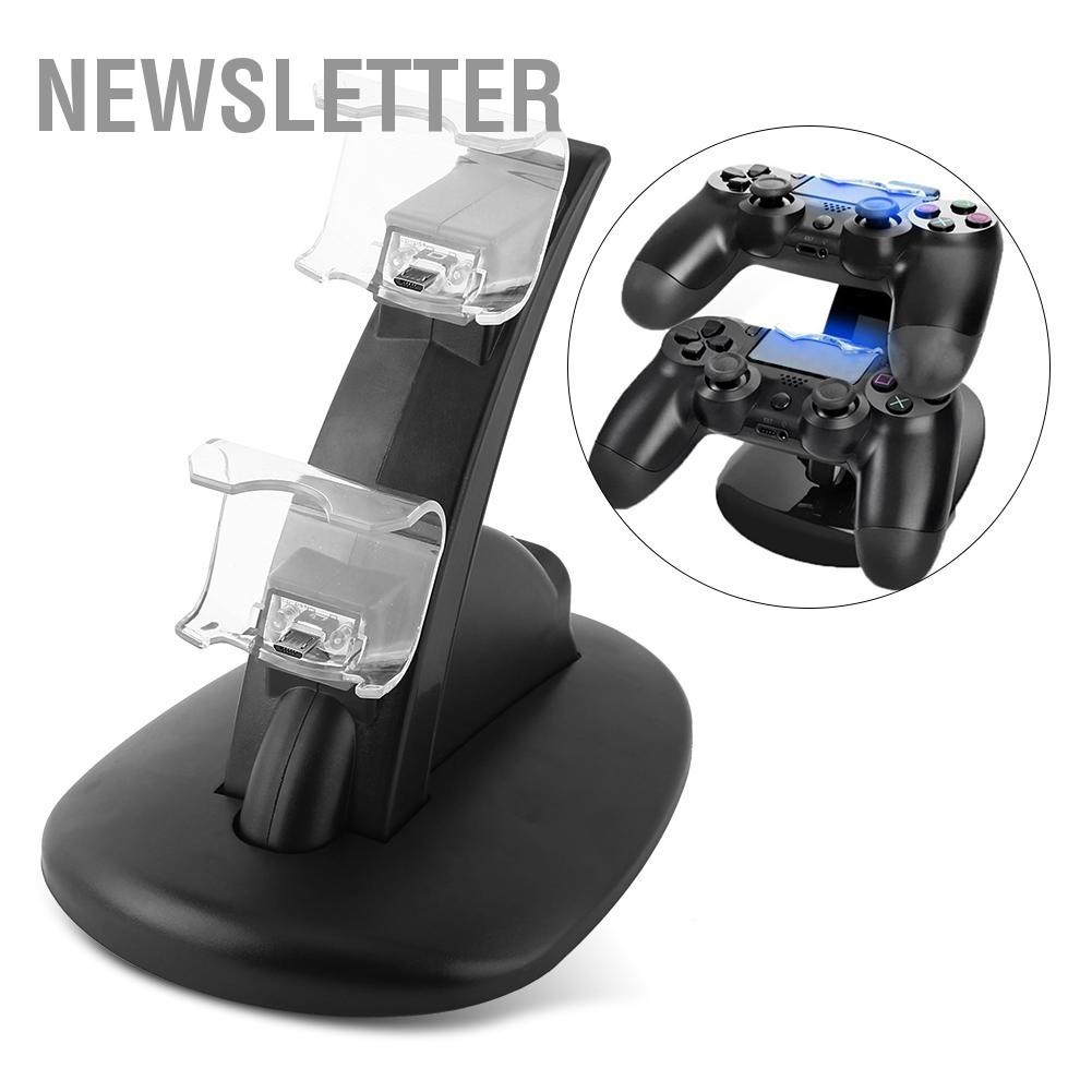 Newsletter USB Dual Charger Docking Station สำหรับ PS4 Playstation 4 Slim/Pro Controller
