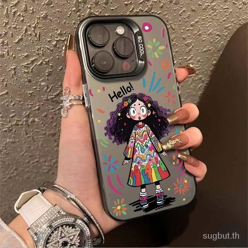 เคสโทรศัพท์มือถือ ลายการ์ตูนกราฟฟิตี้ เด็กผู้หญิงนําโชค หลากสี สําหรับ Iphone 11 15 14 12 13 pro Max 15plus 14plus XR X XS Max 7 8 plus 11Promax 13promax