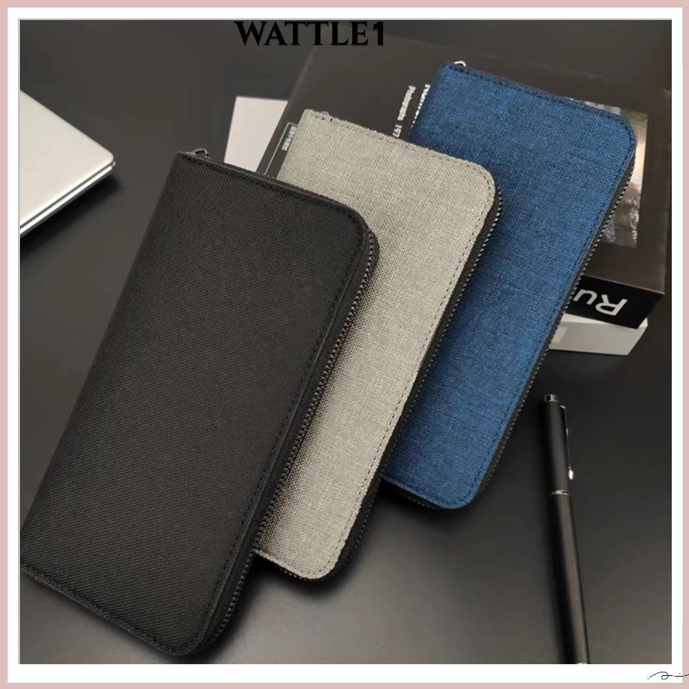 Wttle กระเป๋าสตางค์ ผ้าแคนวาส ใบยาว มีซิป ใส่บัตรได้หลายใบ จุของได้เยอะ สไตล์นักธุรกิจ สําหรับผู้ชาย