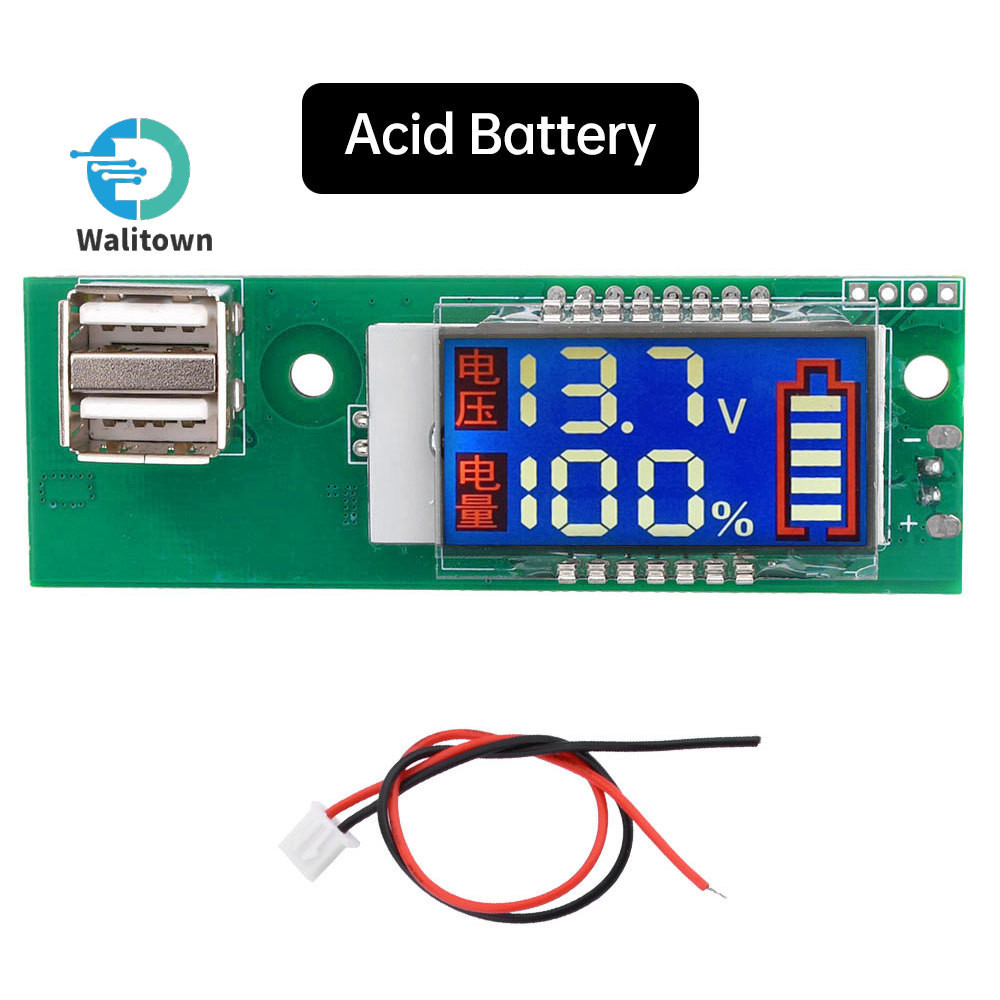 โวลต์มิเตอร์ หน้าจอ LCD แสดงสถานะพลังงาน พร้อมพอร์ต USB คู่ แบตเตอรี่ลิเธียม 12V กรด 3S
