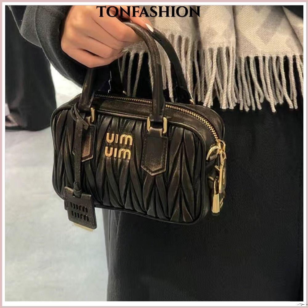 Tonfashion กระเป๋าถือ กระเป๋าสะพายไหล่ หนัง PU สีพื้น หรูหรา สําหรับสตรี
