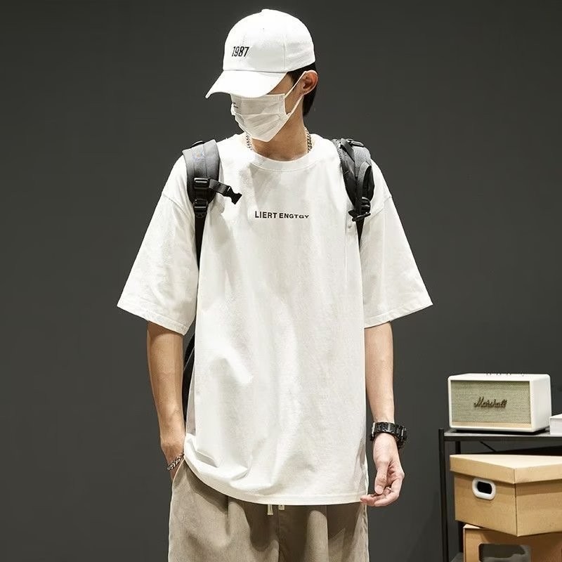 【Plus Size M-8XL】เสื้อยืดคอกลม แขนสั้น พิมพ์ลายตัวอักษร LIE ทรงหลวม สไตล์เกาหลี อเมริกัน วินเทจ โอเวอร์ไซซ์ แฟชั่นสําหรับผู้ชาย 2024