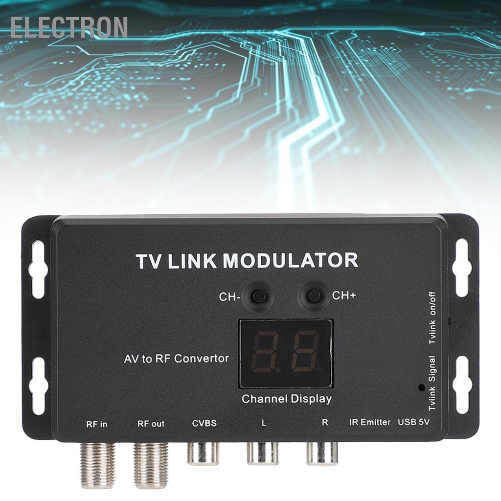 Electron TM70 UHF TV LINK Modulator AV to RF Converter IR Extender พร้อมจอแสดงผลช่อง