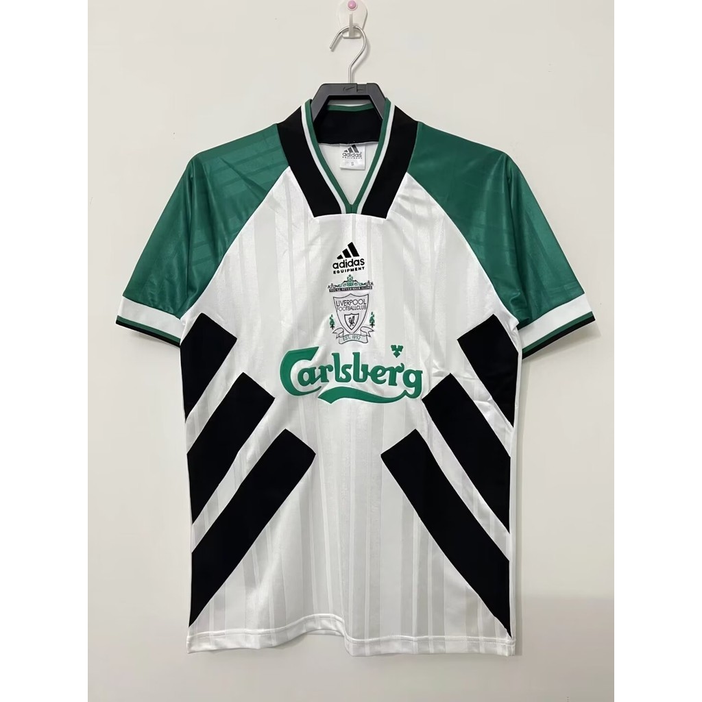 เสื้อกีฬาแขนสั้น ลายทีมชาติฟุตบอล Liverpool 9395 ชุดเยือน คุณภาพสูง สไตล์เรโทร