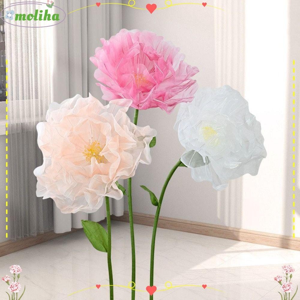 Moliha ดอกไม้ประดิษฐ์ ดอกโบตั๋นปลอม ขนาดใหญ่ แบบแขวนหน้าต่าง ผ้าตาข่าย สําหรับตกแต่งบ้าน ห้างสรรพสินค้า กลางแจ้ง
