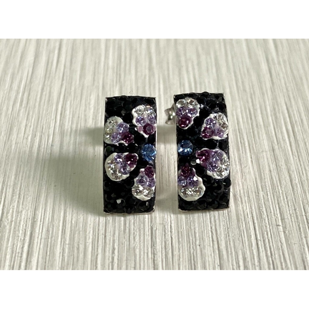 GM Crystal Fashion 27 Designs Sliver 925 Stud Earring Rectangle Color 14.5mm