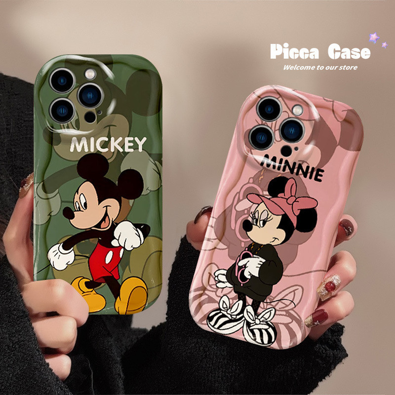 เคสโทรศัพท์มือถือ ลายดิสนีย์ มิกกี้ มินนี่ หน้ายิ้ม 3D สําหรับ Redmi 13C 12 10C 9C 12C 10 13C 9T 9A 10A A1 9 A2 Note 12 11s 10 10s 11 8 9 Pro Max Mi 12 11 Lite Poco M3 X5 ฝาครอบขอบ ลายการ์ตูน