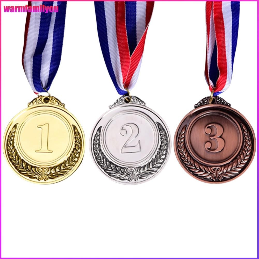 【warmfamilyou】เหรียญรางวัล ทรงกลม ขนาด 2 นิ้ว สีทอง สีเงิน สีบรอนซ์ สําหรับเด็ก เล่นกีฬา โรงเรียน #G