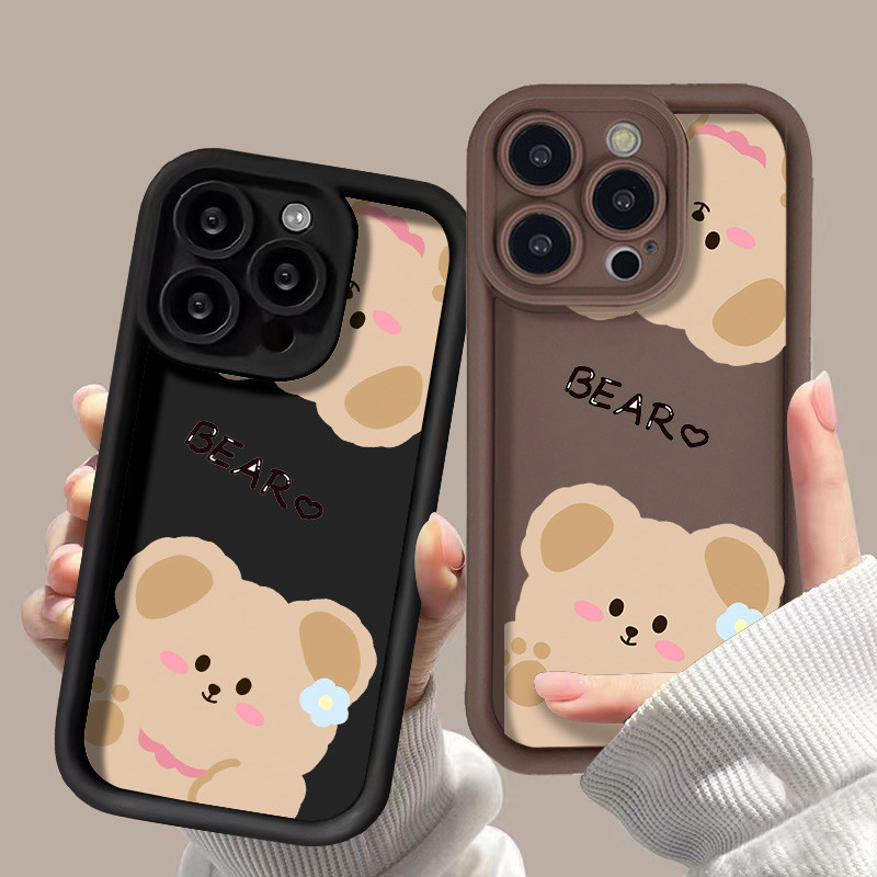 Cute Bear เคสซิลิโคนเหลว For Xiaomi Redmi Note 12 11 10 Pro 9 8 9S 10S 11S 9A 9C 9T POCO X5 12C M2 M3 C55 C31 ปกหลัง