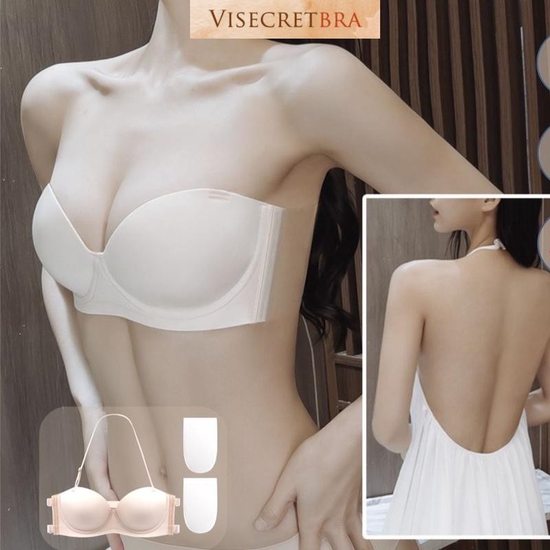 VISECRET BRA บราไร้สาย Anti-Slip Bra with Underwire ถ้วยใหญ่สร้างโฟมบาง Cleavage พร้อมสายรัดกาว -- 2