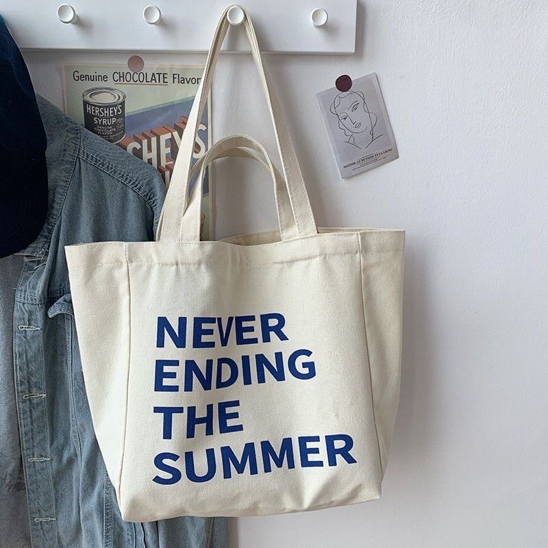 🔥กระเป๋าสะพายไหล่ มีซิป ผ้าแคนวาส แบบเรียบ สไตล์เกาหลี Canvas Bag กระเป๋าสะพายข้าง กระเป๋าผ้าสวยๆ Tote bag