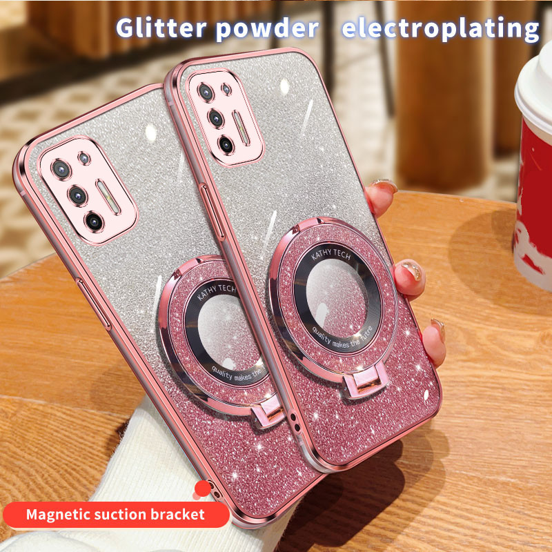 เคสซิลิโคน TPU ชุบไฟฟ้า พร้อมขาตั้ง สําหรับ Motorola Moto G9 Plus Motorola Moto G9Plus