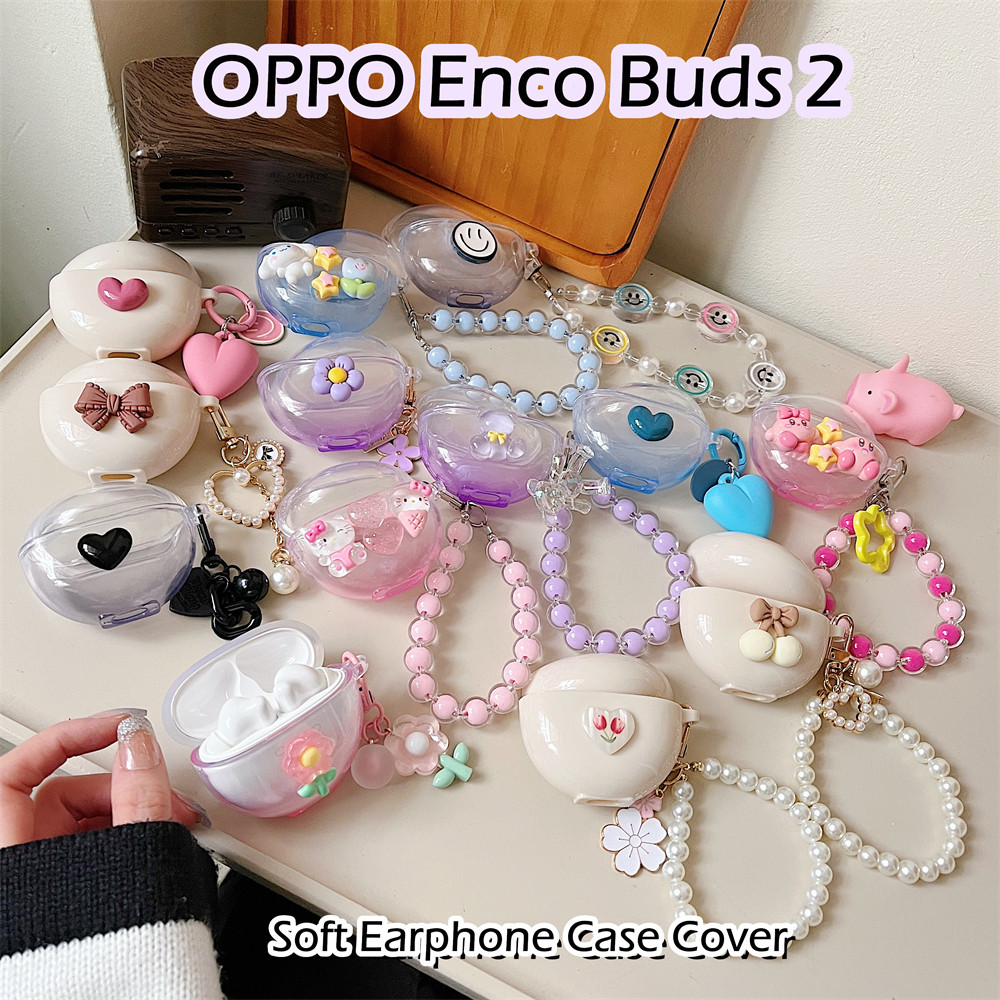 พร้อมส่ง! สําหรับ OPPO Enco Buds 2 เคส Case DIY สไตล์ดอกไม้สีม่วง ซิลิโคนนิ่ม หูฟัง เคส