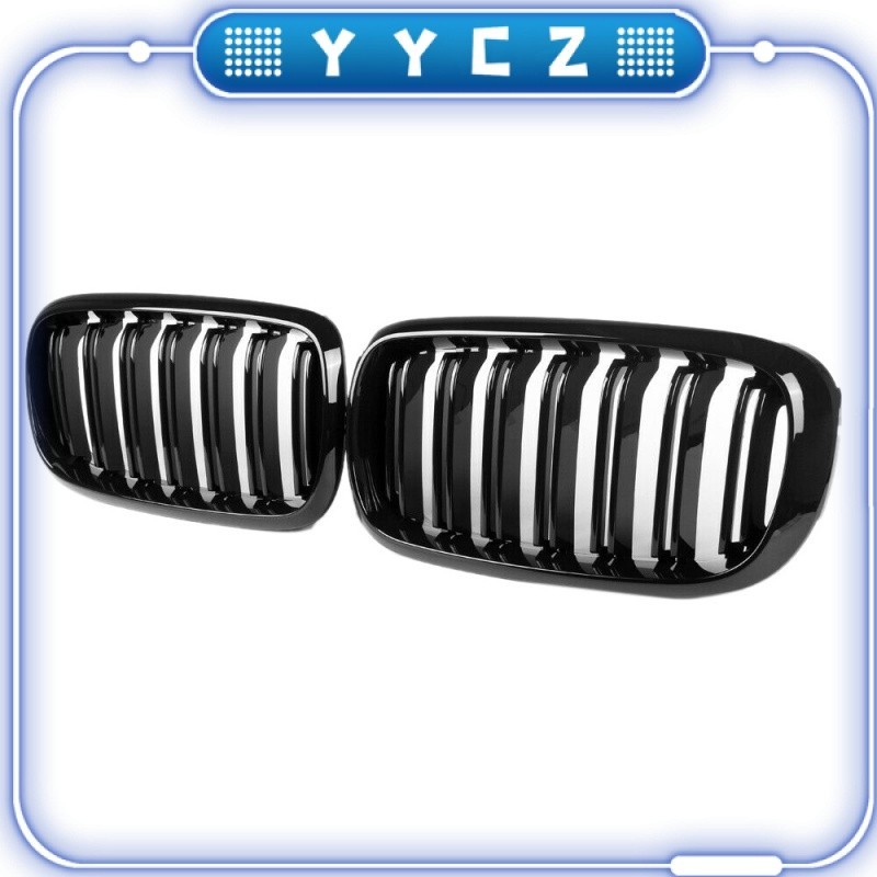 ✨Yycz✨กระจังหน้ารถยนต์ แบบแผ่นคู่ สีดํามันวาว สําหรับ BMW X5 F15 X6 F16 X5M F85 X6M F86 2013-2019
