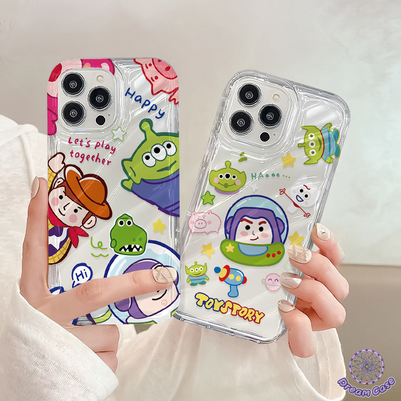 น่ารักมนุษย์ต่างดาวถุงลมนิรภัยเคส Tpu อ่อนใช้งานร่วมกับ iPhone 11 15 14 13 12 Pro Max XR X XS Max 14 6s 15 6 8 7 Plus SE