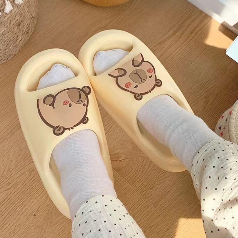 Wewt รองเท้าแตะ Capybara น่ารัก,ลื่นการ์ตูน Capibara หมอนสไลด์, แฟชั่นนุ่มหนาสัตว์ Kapibara รองเท้าแตะ EVA สาว