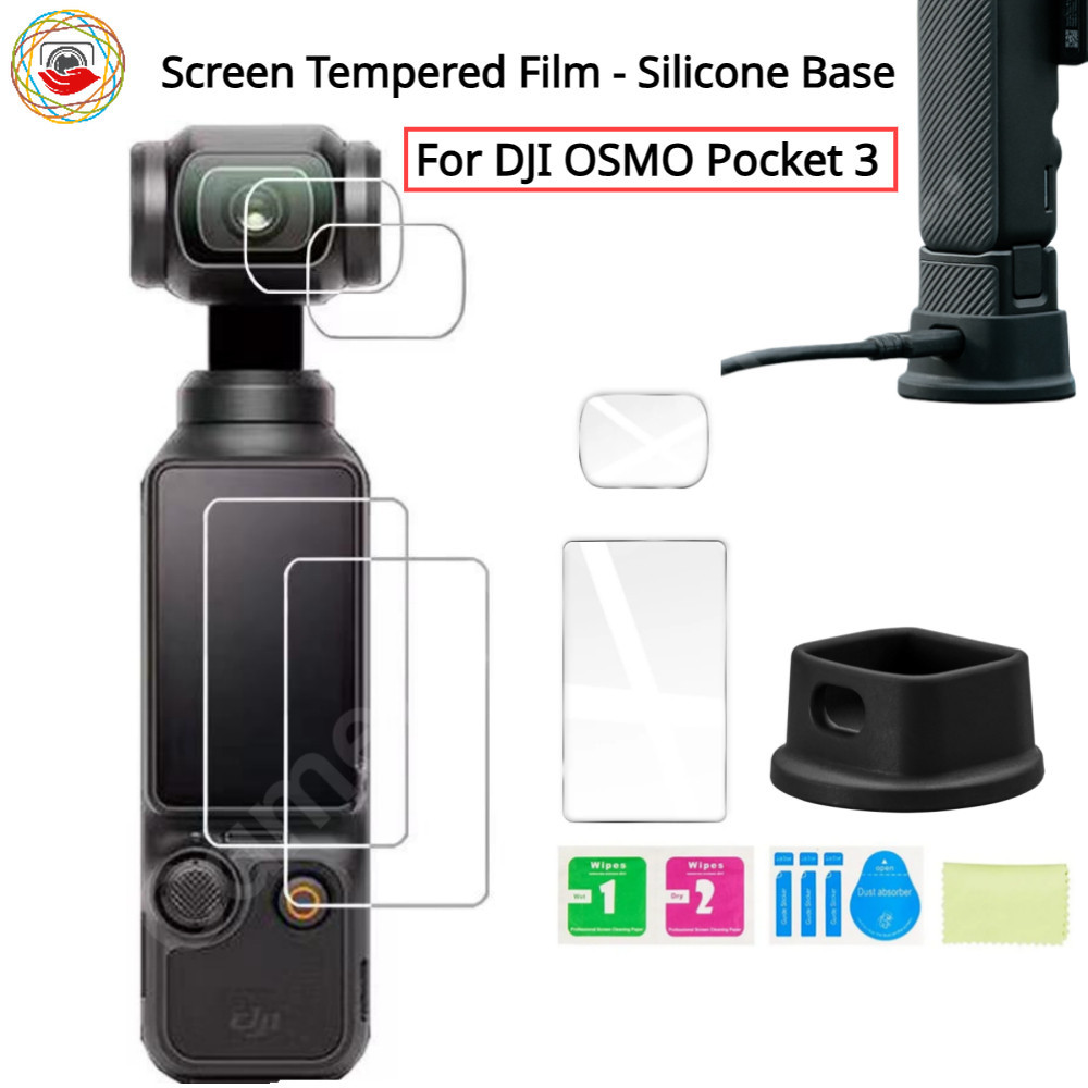 Dji OSMO Pocket 3 กระจกนิรภัยกันรอยหน้าจอ ฟิล์มป้องกันฐานซิลิโคน สําหรับ DJI Pocket 3 Gimbal Camera