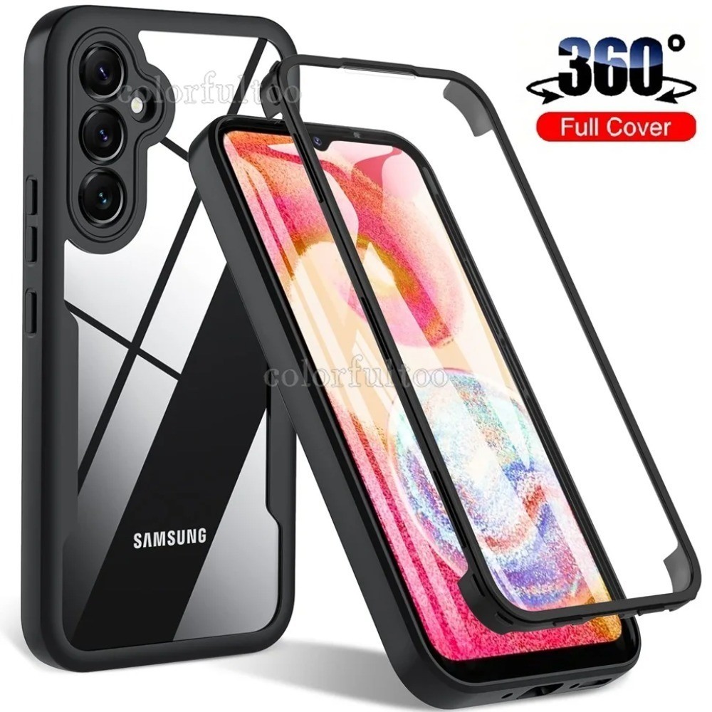 เคสโทรศัพท์สําหรับ Samsung Galaxy A16 A06 A26 A36 A56 A55 A35 4G 5G 360° การป้องกันร่างกายเต็มรูปแบบสองด้านปลอกโปร่งใสป้องกันการตกกันชนนุ่ม ทีพียู ซิลิโคนกันกระแทกปกหลัง