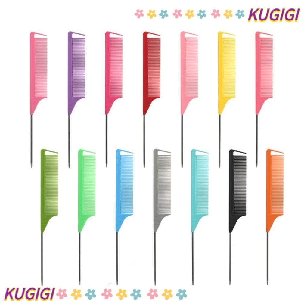 Kugigi หวีจัดแต่งทรงผมหางแหลม, อุปกรณ์ตัดผม ป้องกันไฟฟ้าสถิตย์, หวีปลายเหล็ก, หวีเหล็กคุณภาพดี ฟันเข็มเหล็กปลายเข็มแปรงมืออาชีพหวีตัดผม