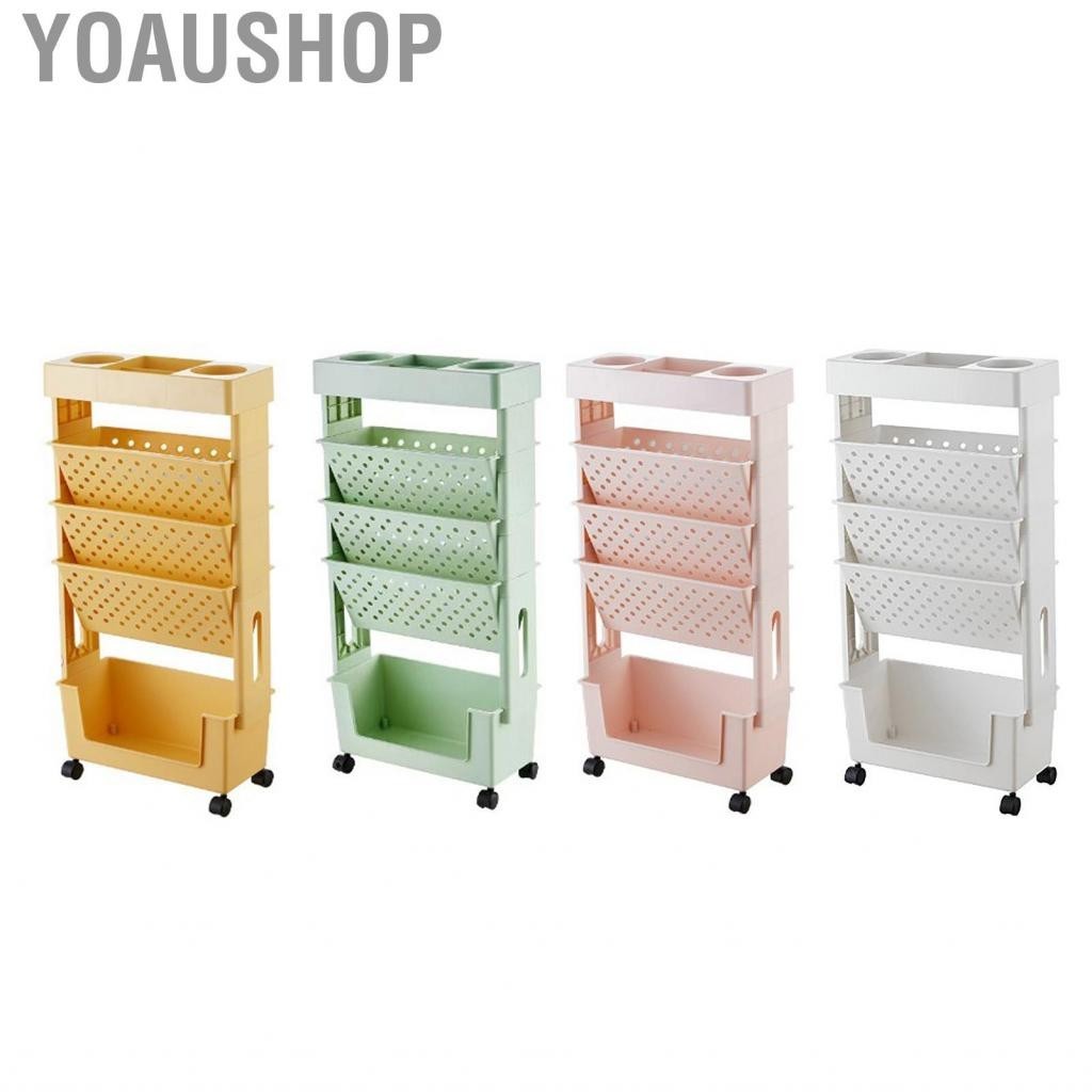 Yoaushop Mobile Bookshelf  Movable Multilayer Capacity Convenient Practical for Study