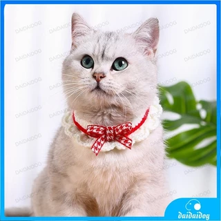 ปลอกคอ ผ้าถัก ประดับโบว์น่ารัก สามารถปรับได้ อุปกรณ์เสริม สําหรับสัตว์เลี้ยง สุนัข แมว
