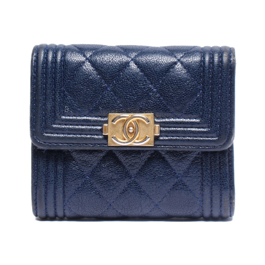 CHANEL Wallet BOY Gold Women Direct from Japan Secondhand