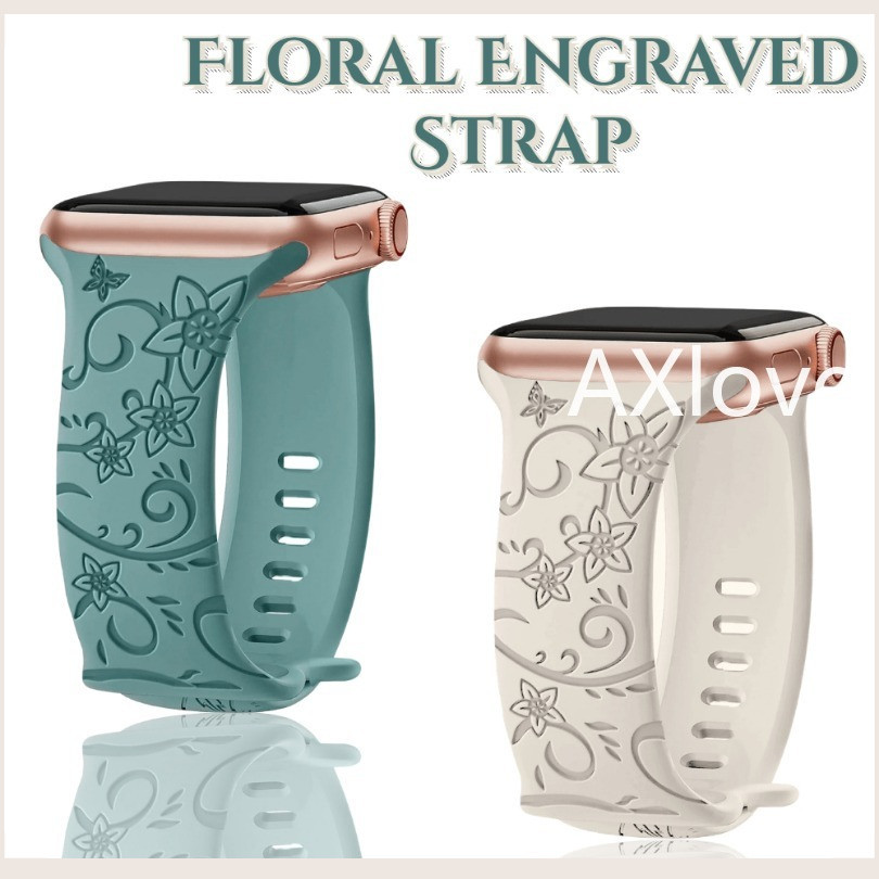 สายนาฬิกาข้อมือซิลิโคน ลายดอกไม้ สําหรับ APP LE Watch Band 49 มม. 45 มม. 40 มม. 44 มม. 41 มม. 38 มม. 42 มม. for Iwatch Ultra 2 Series 9 8 7 Se 6 5 4 3 1 2024