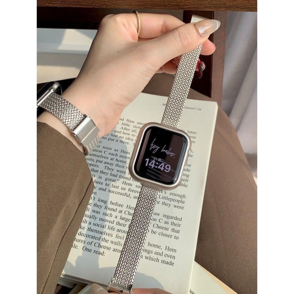 สายนาฬิกาข้อมือโลหะ สีเงิน สําหรับ Apple Watch Iwatch 8 7 6 5 4SE Applewatch 9