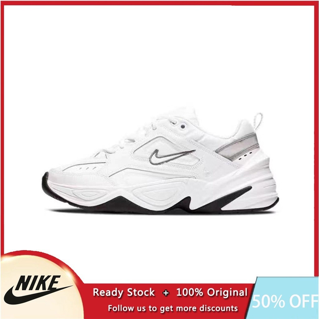 【ของแท้ 100%】 Nike M2K Tekno รองเท้ากีฬา รองเท้าผ้าใบ สีขาว สําหรับผู้ชายและผู้หญิง