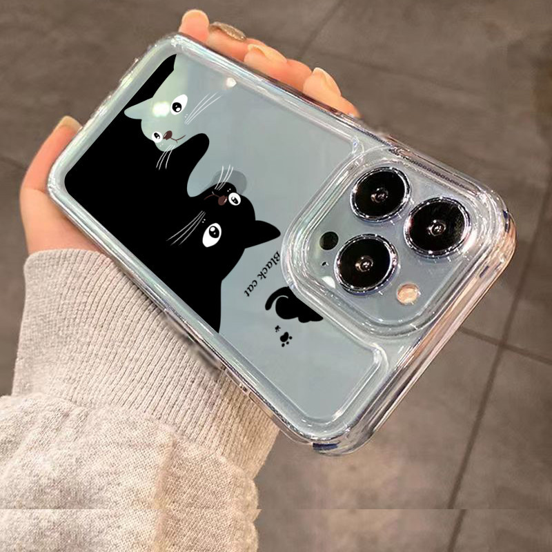 น่ารักการ์ตูนแมวดําเคสโทรศัพท์สําหรับRedmiหมายเหตุ14 11 12 13 Pro Plus Turbo 12S 11 10S Pro Redmi 13C 14C 12โปร่งใสTPUนุ่ม - รูปที่ 7