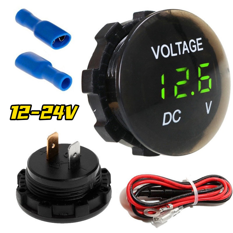 แผงโวลต์มิเตอร์ดิจิทัล หน้าจอ Led 12V-24V อุปกรณ์เสริม สําหรับรถยนต์ รถจักรยานยนต์ เรือ ATV รถบรรทุก