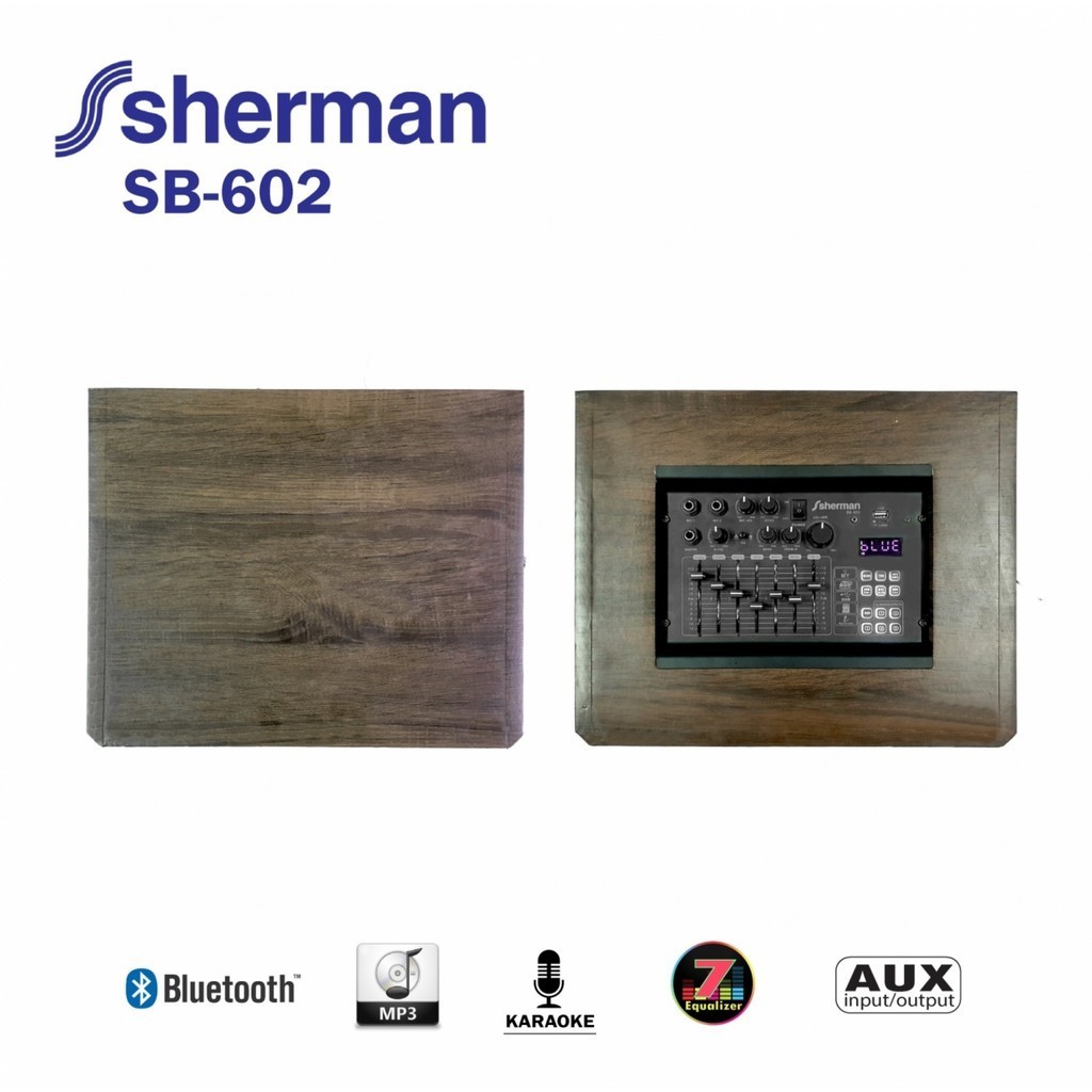 ♠️Shopaom61 Sherman  ชุดลำโพงขยายกลางแจ้ง รุ่น SB-602 สีน้ำตาล สินค้าในไทย