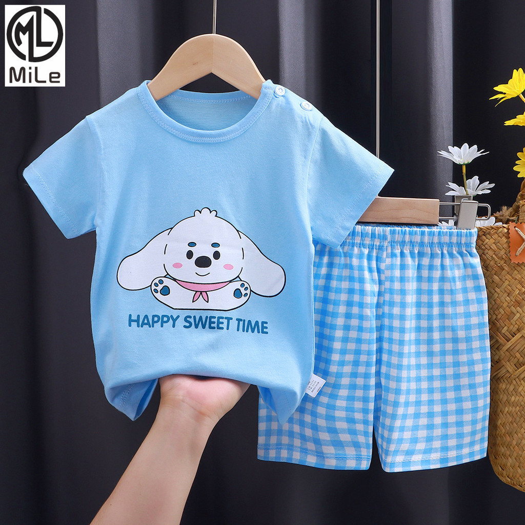 [ML] เสื้อยืดแขนสั้นลําลอง ผ้าฝ้ายแท้ ขนาด 73-130 ซม. แฟชั่นฤดูร้อน สําหรับเด็กผู้ชาย และเด็กผู้หญิง