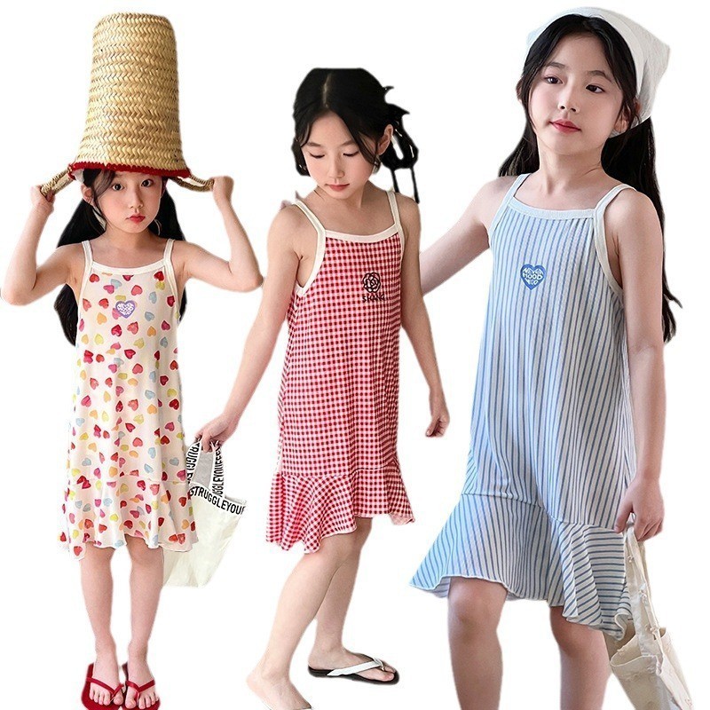 [ZY] พร้อมส่ง ชุดเดรสกระโปรงยาว ผ้าเรยอน ลายหางปลาน่ารัก สไตล์เจ้าหญิง เข้ากับทุกการแต่งกาย สําหรับเด็กผู้หญิง 90-160 ซม. ราคา ถูกที่สุด ดีลบีเคเค แกลเลอรีภาพที่ 3