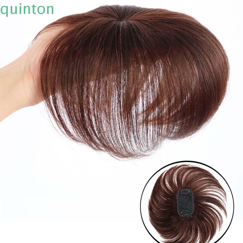 Quinton แผ่นวิกผมสังเคราะห์ ปิดผมขาว มองไม่เห็น ด้านบน อุปกรณ์เสริมผมปลอม ไร้รอยต่อ