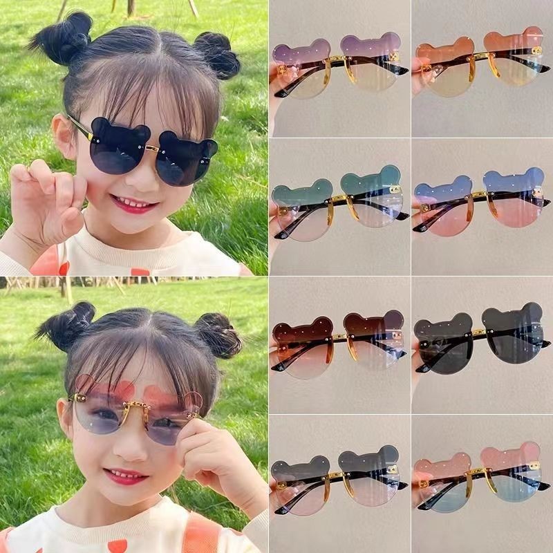 แว่นตากันแดดแฟชั่น ป้องกันรังสียูวี ลายหูหมีน่ารัก สําหรับเด็กผู้ชาย และเด็กผู้หญิง SXA2