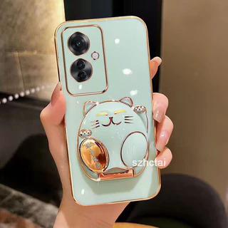 เคสโทรศัพท์ OPPO Reno11F 5G Reno11 5G Reno 11 Pro 5G Reno 8T 8 8Z 5G Reno 7 8 4G Reno7Z 5G เคสโทรศัพท์ เคสโทรศัพท์พร้อมขาตั้งแมวกวัก Gong Xi Fa Cai