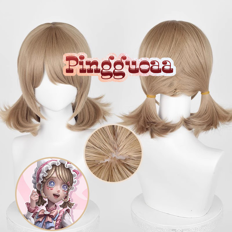 Identity V Sanrio Emma Woods Gardener Identity V Cosplay Wig 37cm Long Linen Brown Wigs Heat Resistant Synthetic Hair