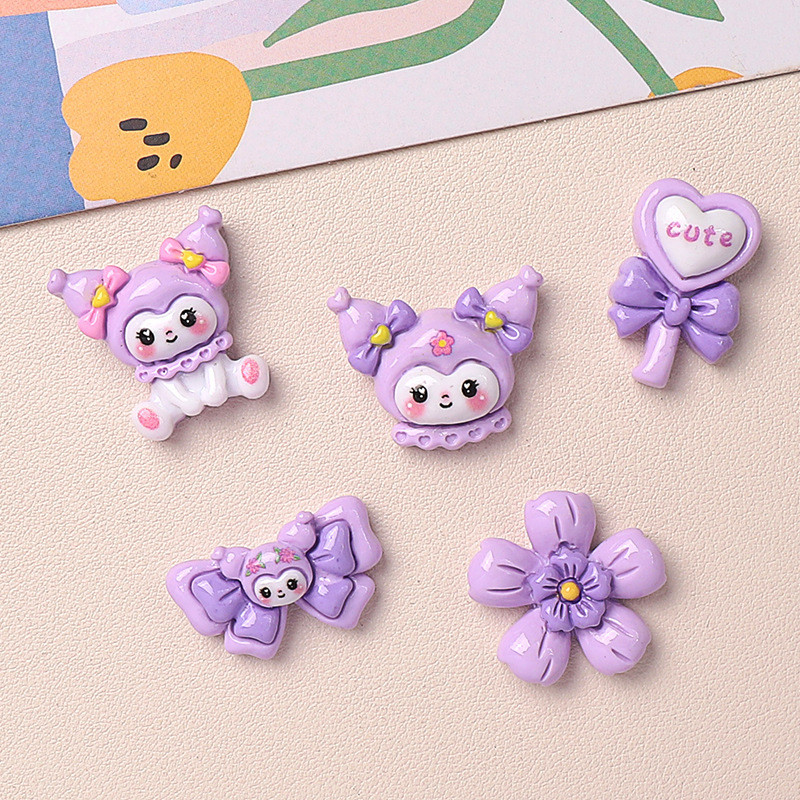 [3 @] เครื่องประดับ กิ๊บติดผมเรซิ่น แฮนด์เมด ลายการ์ตูน Luo สีม่วงแวววาว diy สําหรับรองเท้า