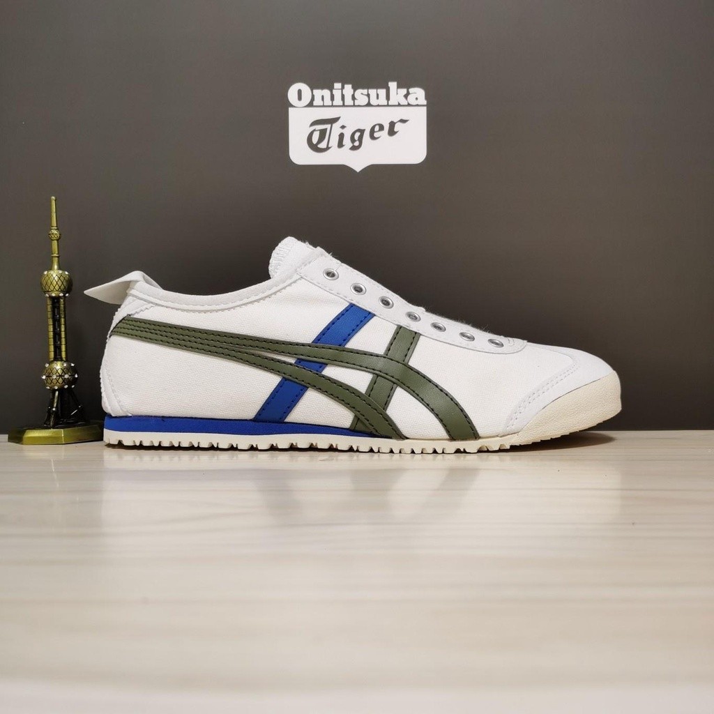 ใหม่ Asics Onitsuka Tiger รองเท้าผ้าใบ สลิปออน ลําลอง สําหรับผู้ชาย ผู้หญิง สีขาว สีน้ําเงิน สีเขียว