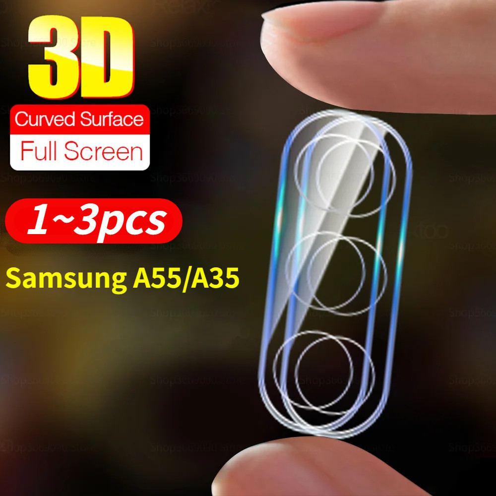 ฟิล์มกระจกนิรภัยกันรอยเลนส์กล้อง 3D สําหรับ Samsung Galaxy A55 A15 4G 5G 2024 A14 A35 A05 A05S A54 A13 A25