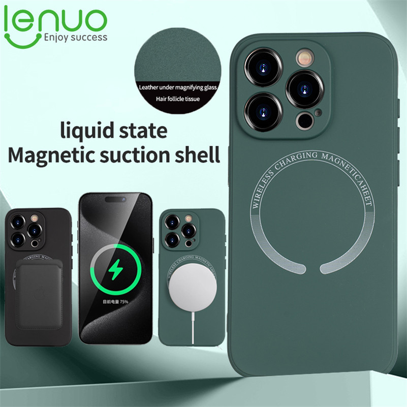 Lenuo เคสโทรศัพท์มือถือซิลิโคน ขอบตรง กันกระแทก ผ้ากํามะหยี่ สําหรับ iPhone 16 15 14 13 12 11 Pro Max 5G ไอโฟน Case