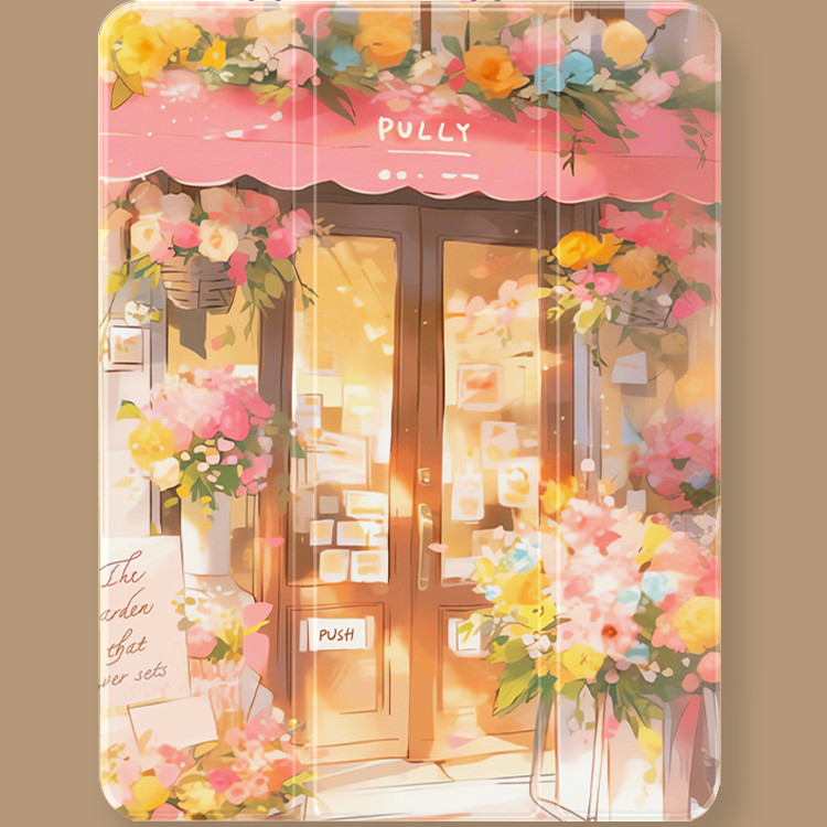 [iPad Air 4] เคสแท็บเล็ตซิลิโคน ลายดอกไม้ พร้อมช่องใส่ปากกา สําหรับ iPad 10th Case 2022 Pro11 2017 2