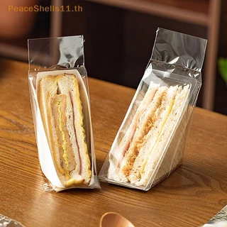 Peaceshells 100 ชิ้นแซนวิช Wrappers พิเศษทิ้งง่ายต่อการฉีกขาดโปร่งใสสามเหลี่ยมเค้กเบเกอรี่ถุงบรรจุภัณฑ์ขนมปัง TH