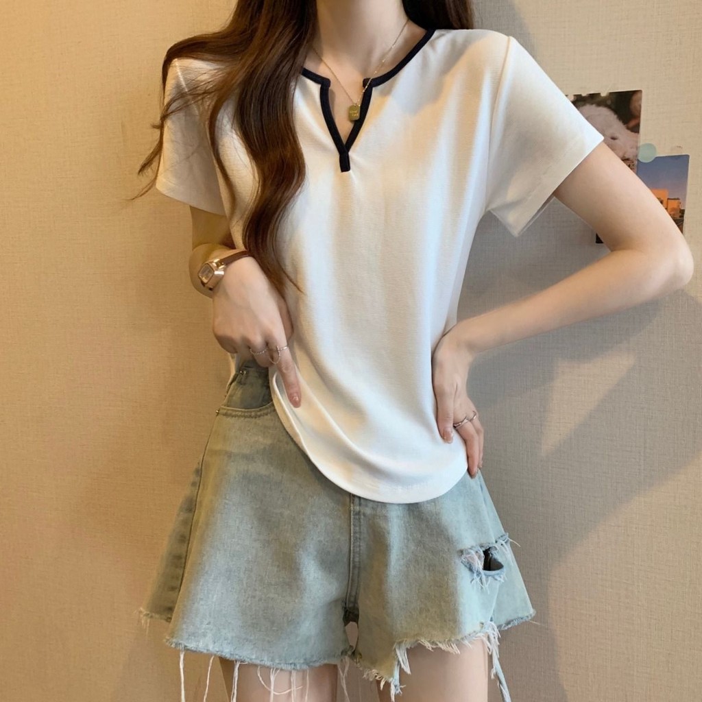 ⭐Fern Shop เสื้อแขนสั้นผู้หญิงเสื้อยืดฤดูร้อนเกาหลี