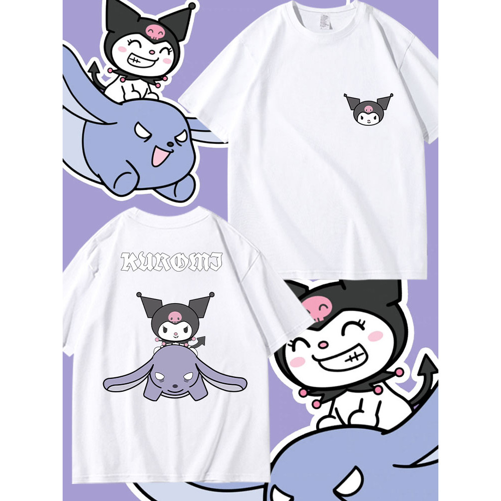 สเวตเชิร์ตแขนสั้นคอลเล็กชันซานโตรี KUROMI BA-KU สำหรับผู้หญิง ทำจากผ้าฝ้าย เหมาะสำหรับฤดูร้อน