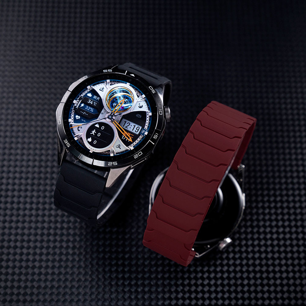 สายรัดข้อมือแม่เหล็กซิลิโคนขนาด 22 มม. เหมาะสําหรับ Huawei Smart Watch gt5/gt4/GT3/GT5pro/gt2 สายรัดกีฬา watch3/4pro20MM